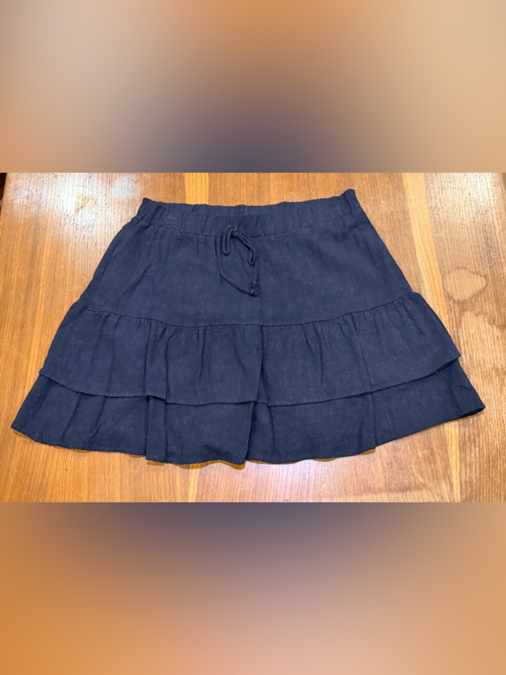 Heathered Black Tiered Mini Skirt Skort - Elastic Waist comfy lounge active wear
